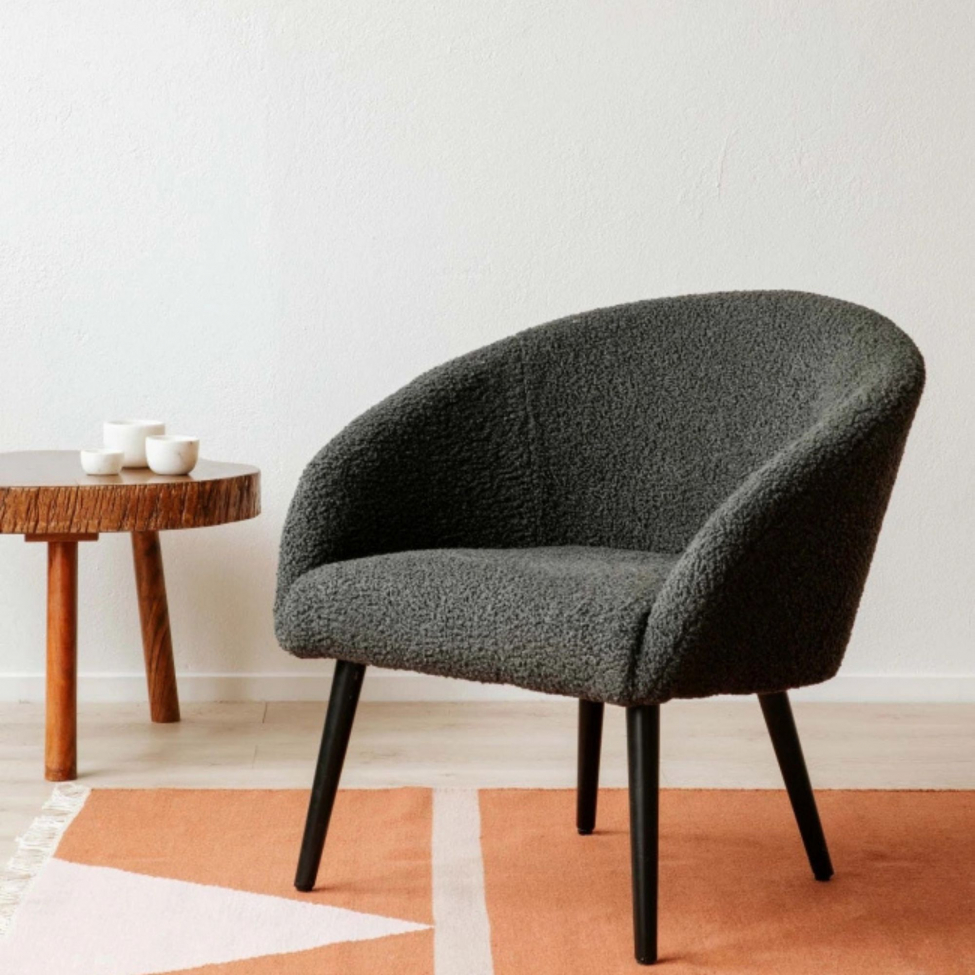 Fauteuil 'Puffy' - Donkergrijs/Teddy