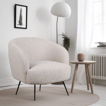 Fauteuil 'Capri' - Beige/Bouclé