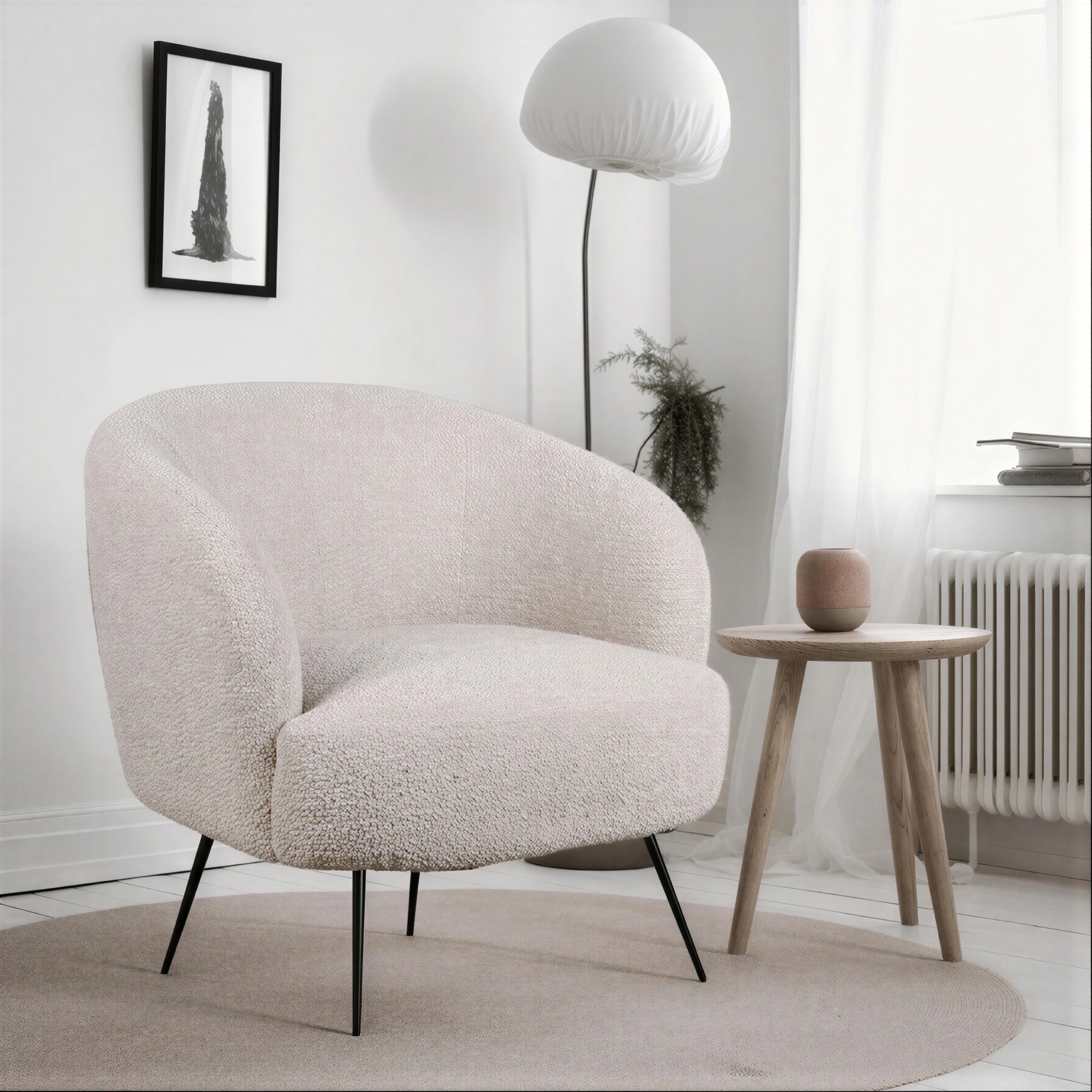 Fauteuil 'Capri' - Beige/Bouclé