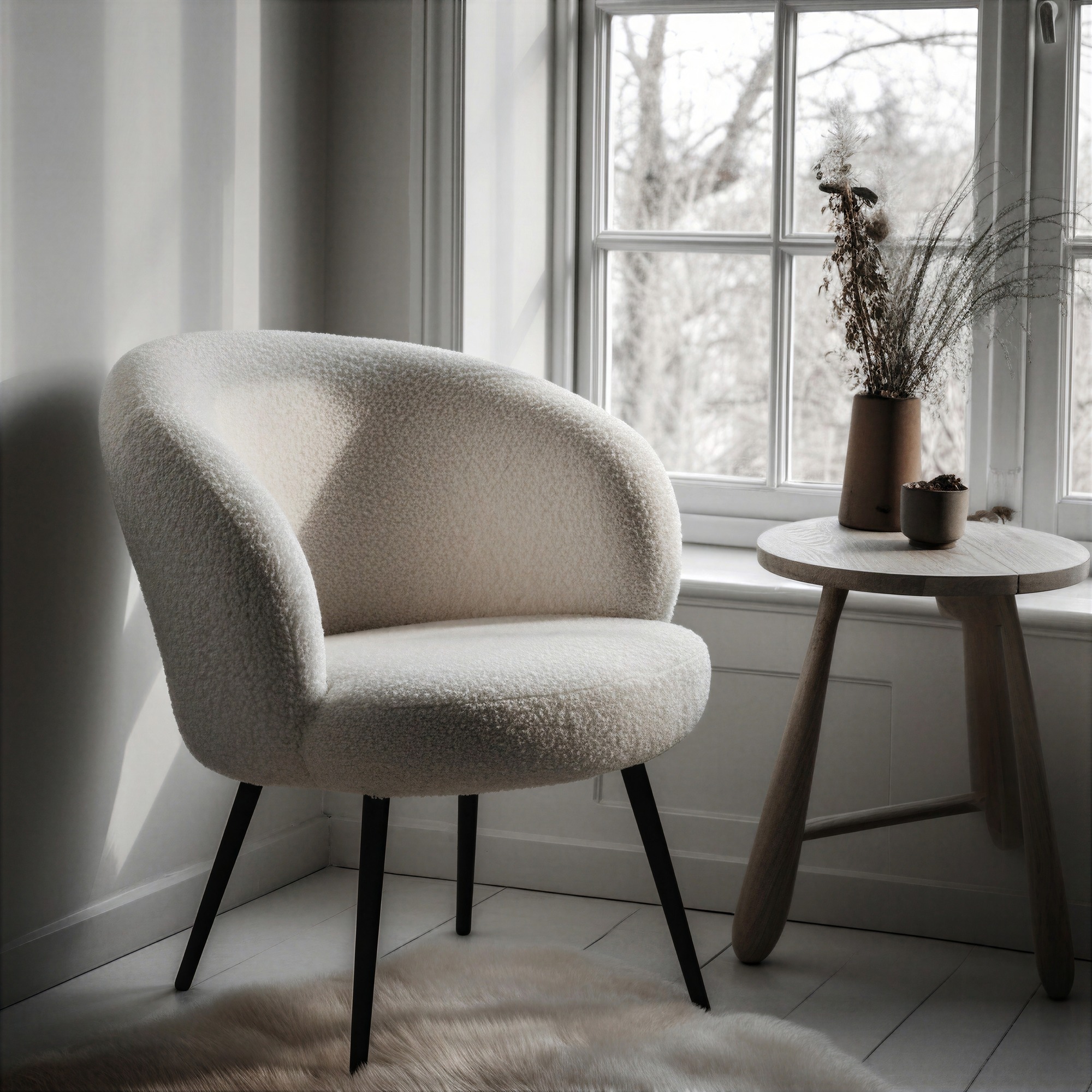Fauteuil 'Capri' - Wit/Boucl&eacute;