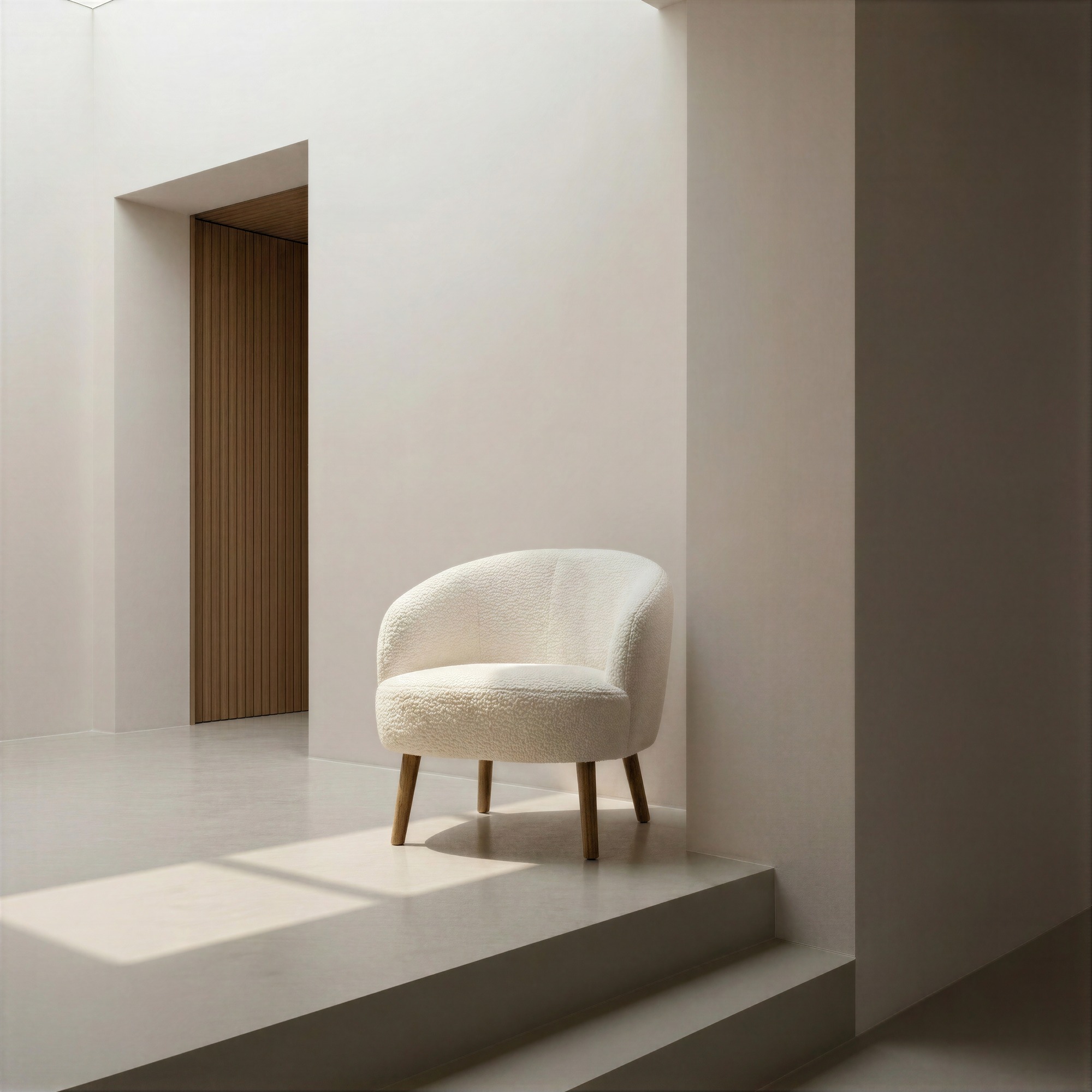 Fauteuil 'Capri' met houten poten - Wit