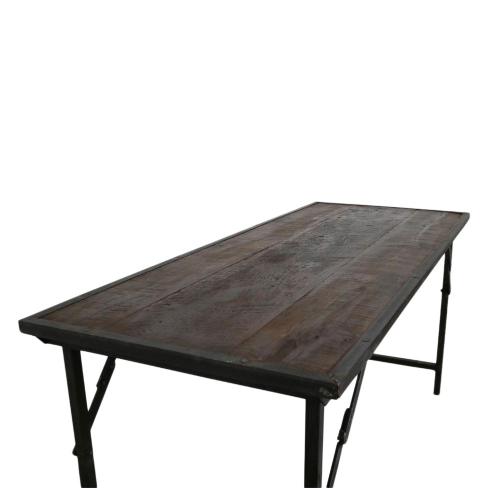 Eettafel 'Factory' 153x62cm - Bruin/Zwart