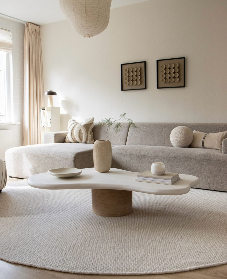Ronde mat 'Coastal' 200cm - Cream