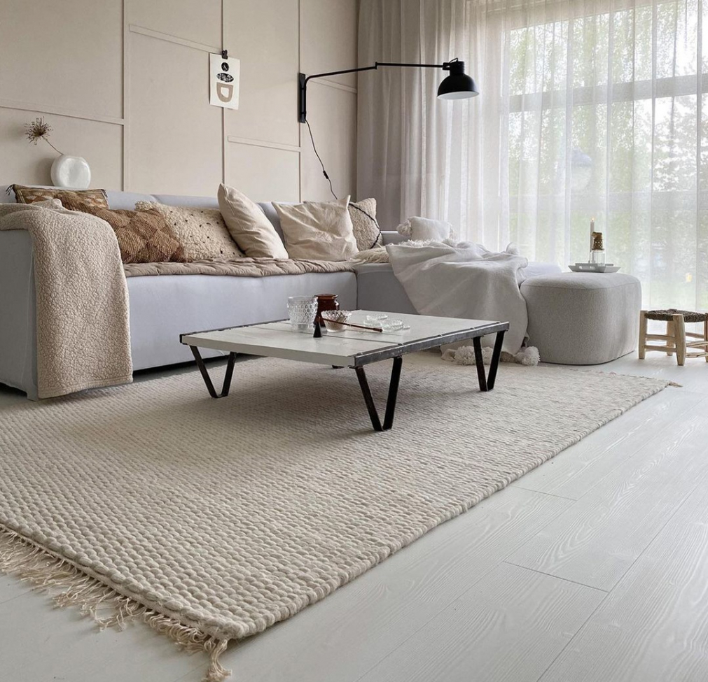 Wollen mat 'Cartmel' 240x240cm - Offwhite