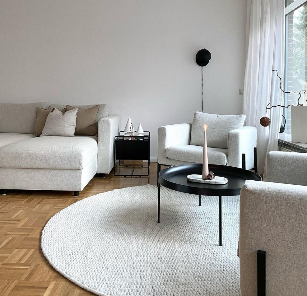 Ronde mat 'Cartmel' 120cm - Offwhite
