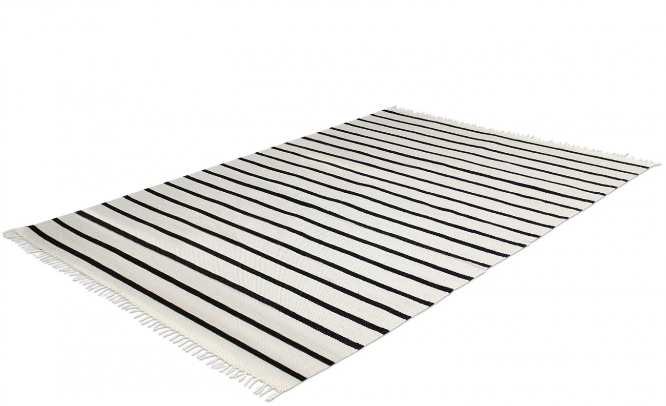 Katoenen tapijt 'Helle' 200x290cm - Wit/Zwart
