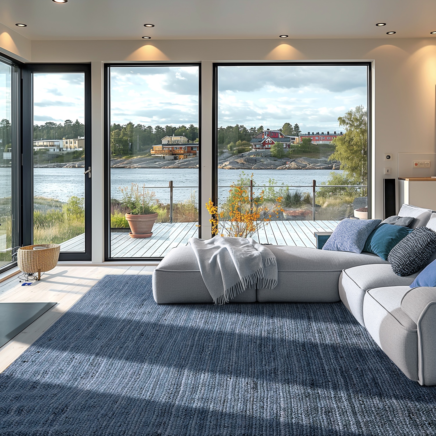 Jute vloerkleed 'Amasia' - Blauw