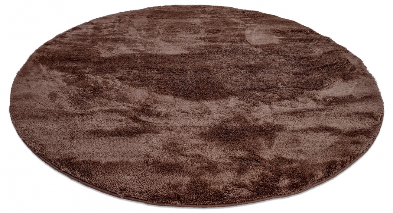Ronde tapijt 'Aranga Super Soft' 120cm - Donkerbruin