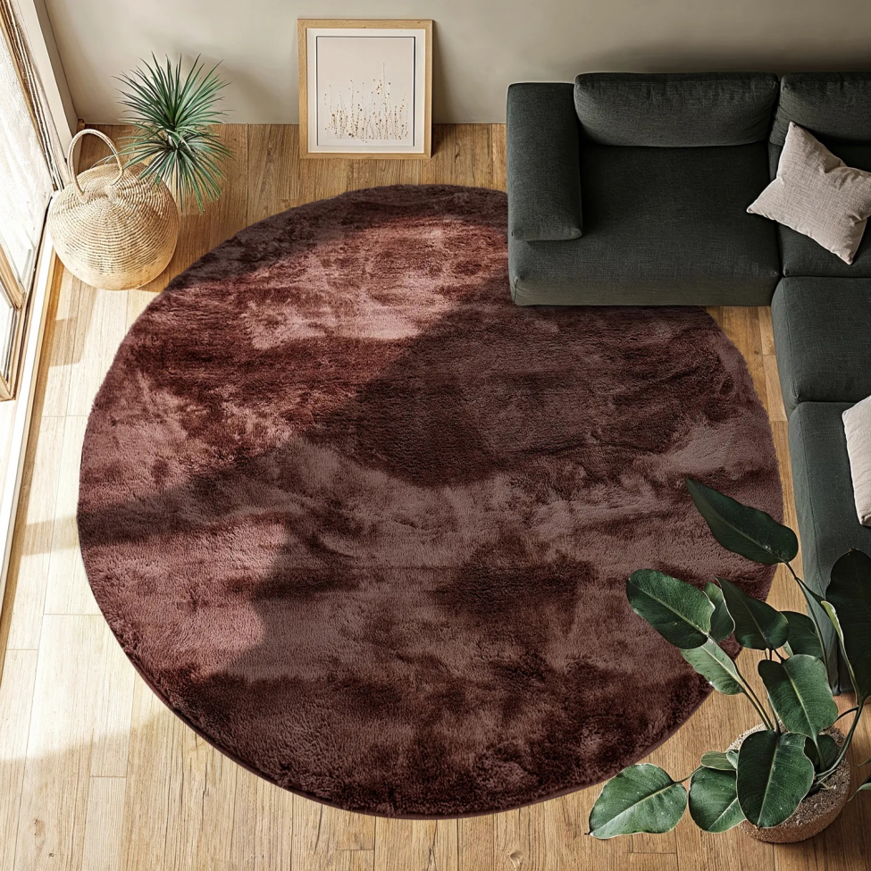 Ronde tapijt 'Aranga Super Soft' 160cm - Donkerbruin