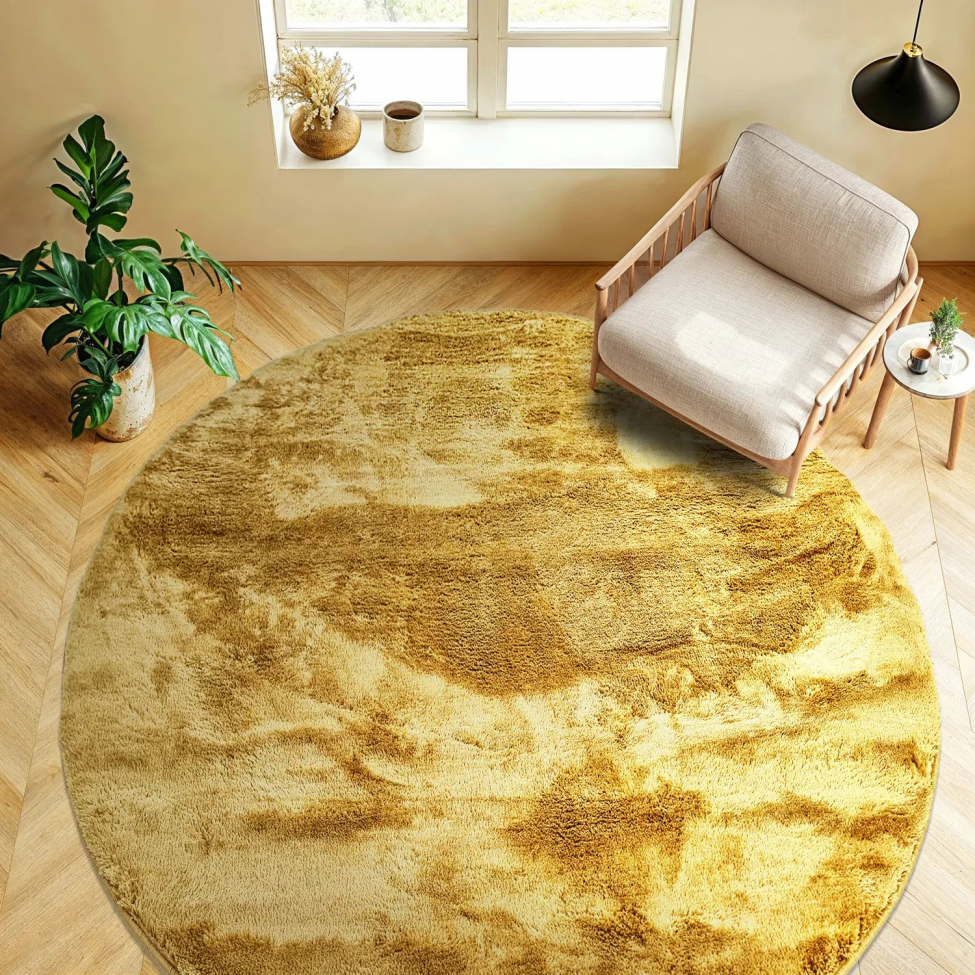 Ronde tapijt 'Aranga Super Soft' 80cm - Geel