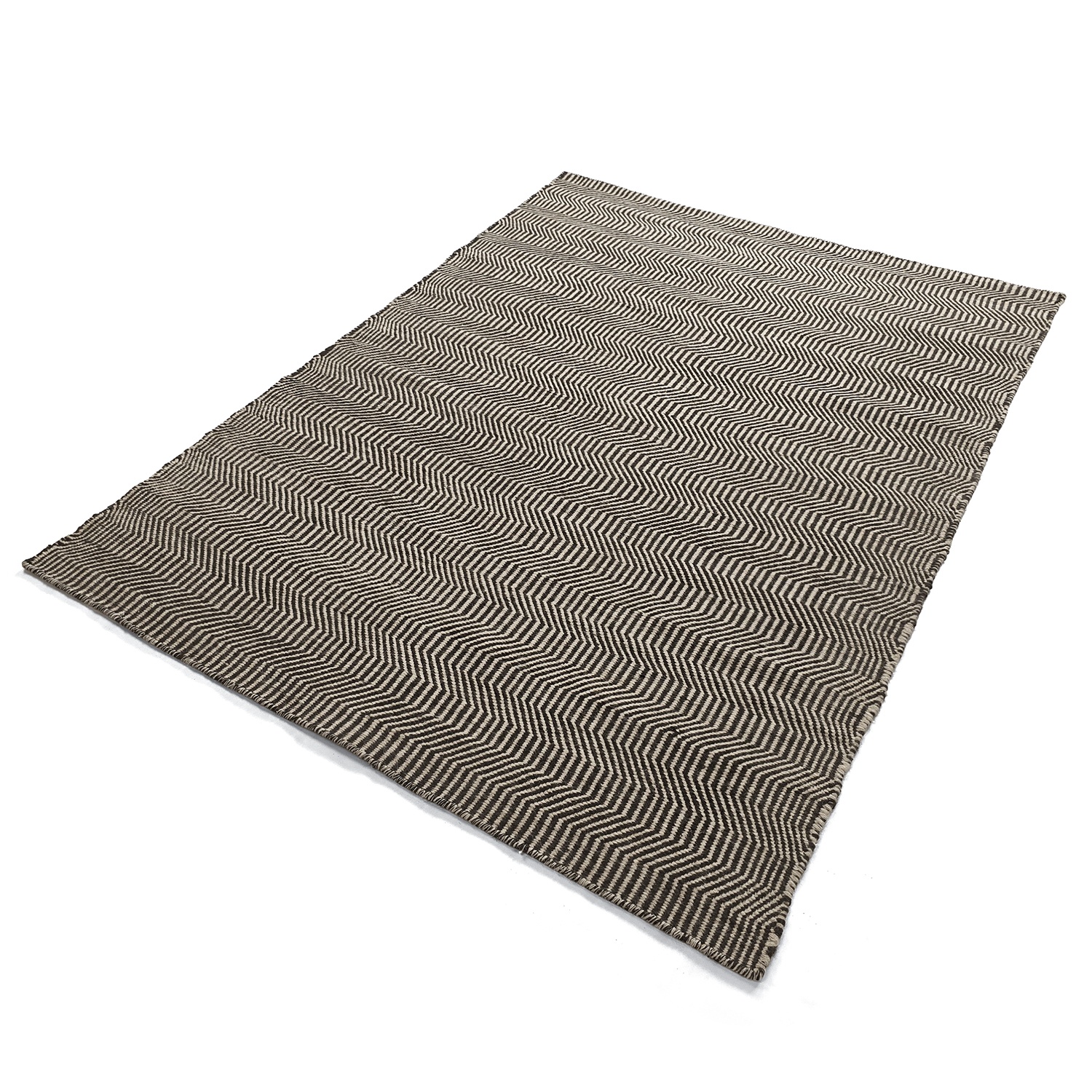 Wollen vloerkleed 'Larkana' - Beige/zwart