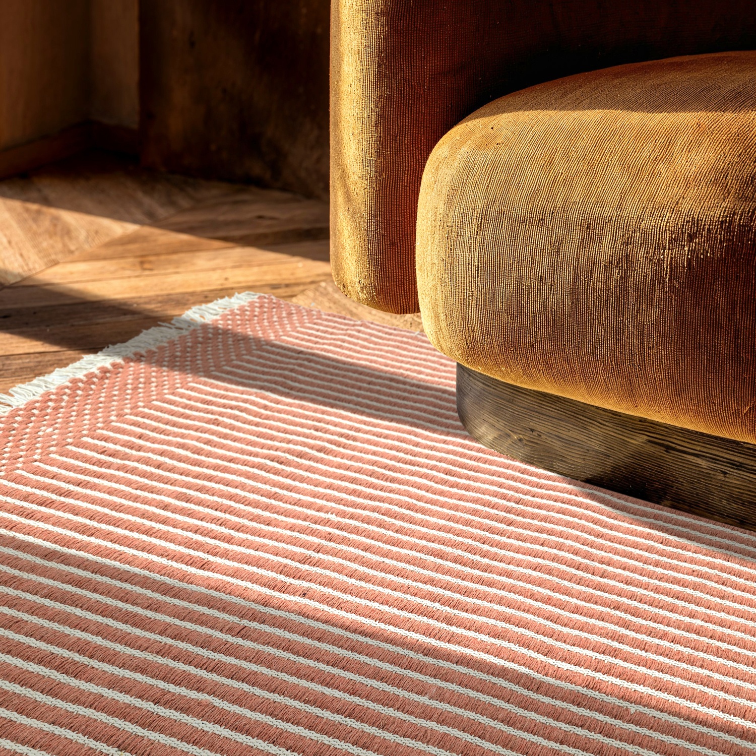 Wollen vloerkleed 'Arbil' - Terracotta/wit
