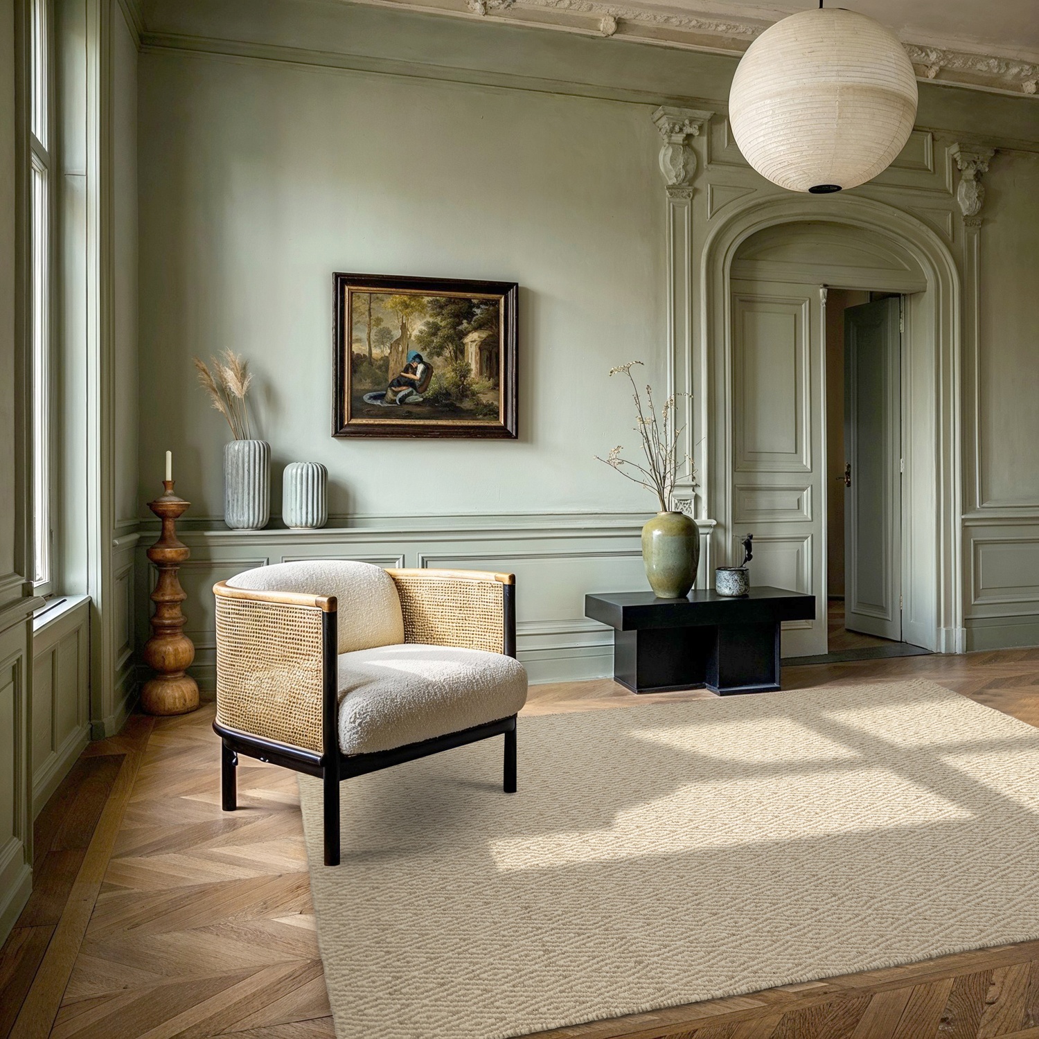 Wollen vloerkleed 'Monastir' - Beige/wit