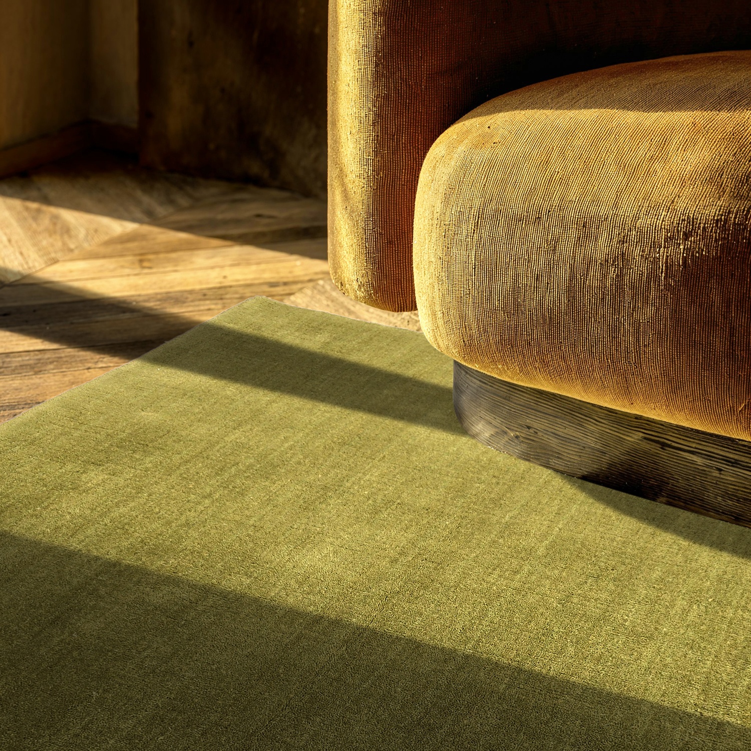 Wollen vloerkleed 'Rozen Handloom Wool Premium' - Groen