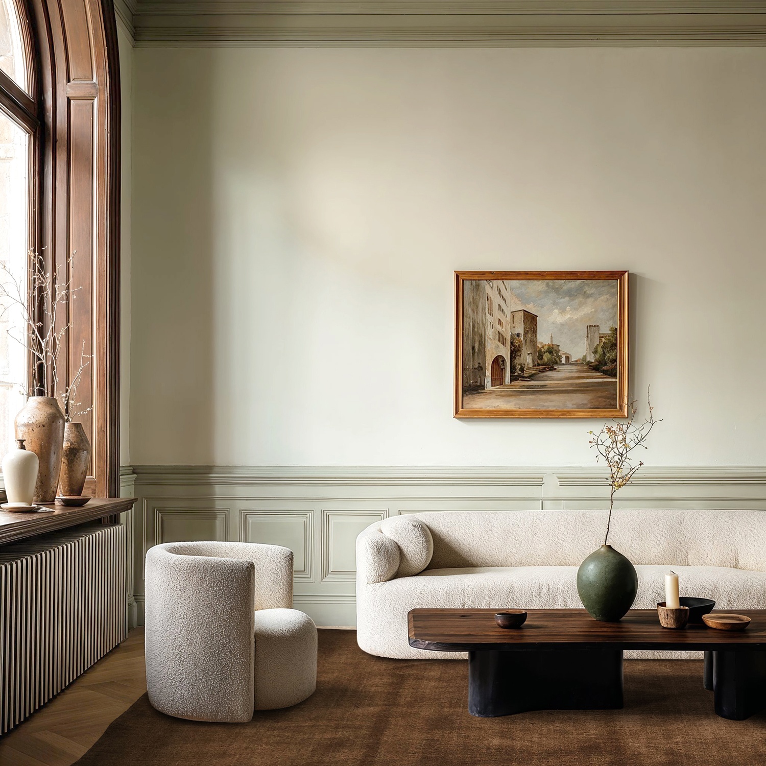 Wollen vloerkleed 'Rozen Handloom Wool Premium' - Bruin