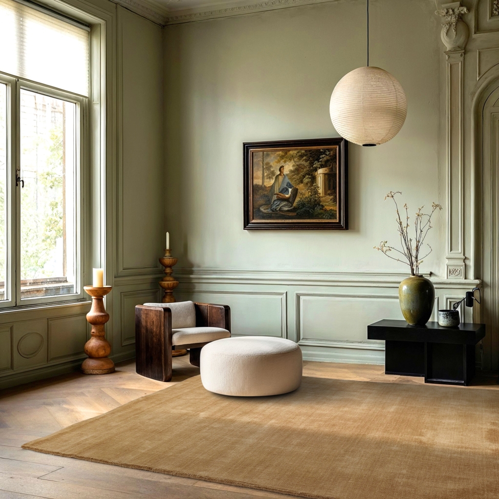 Wollen vloerkleed 'Rozen Handloom Wool Premium' - Beige