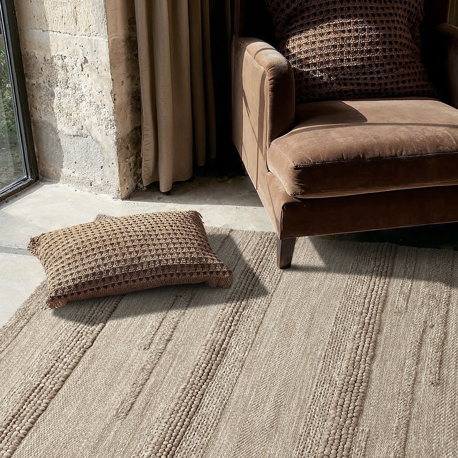 Wollen vloerkleed 'Almaty' - Beige