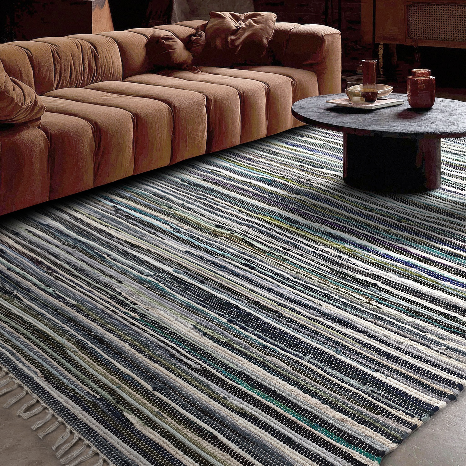 Lappenkleed 'Home' - Meerkleurig/blauw