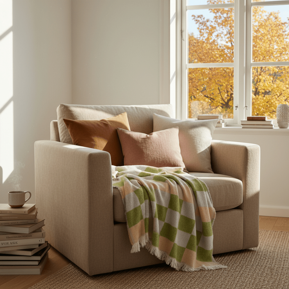 Geruite 'Audrey Check' 130x170cm - Beige/groen/paars