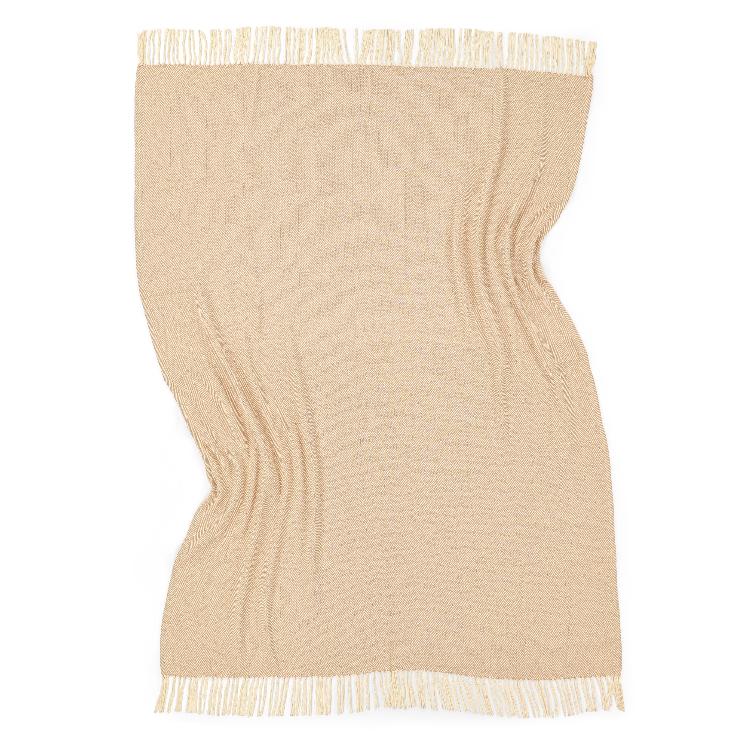 Katoenen deken 'Denisa Fishbone' 130x170cm - Beige/wit