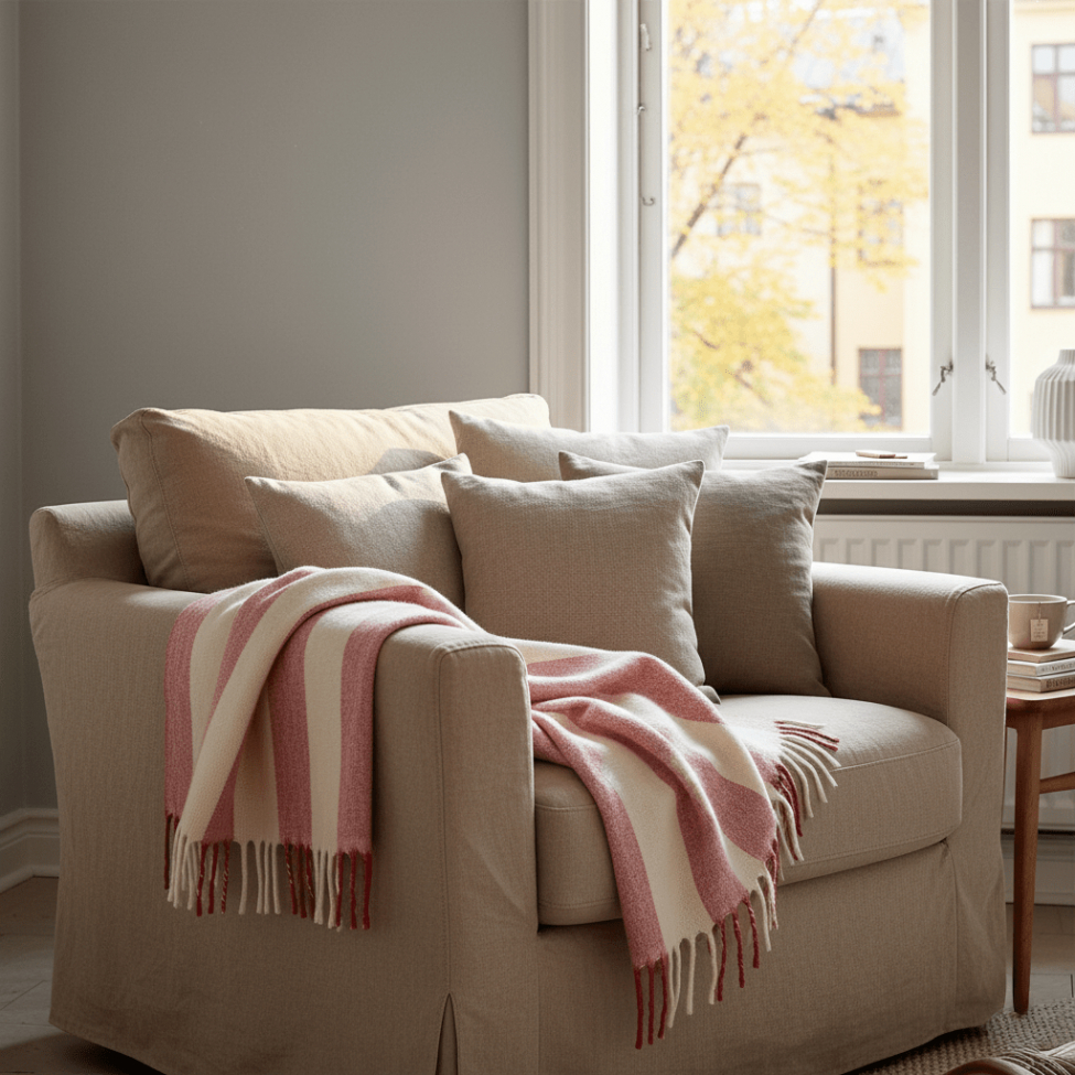 Geruite 'Beatriz Stripe' 130x170cm - Rood/wit