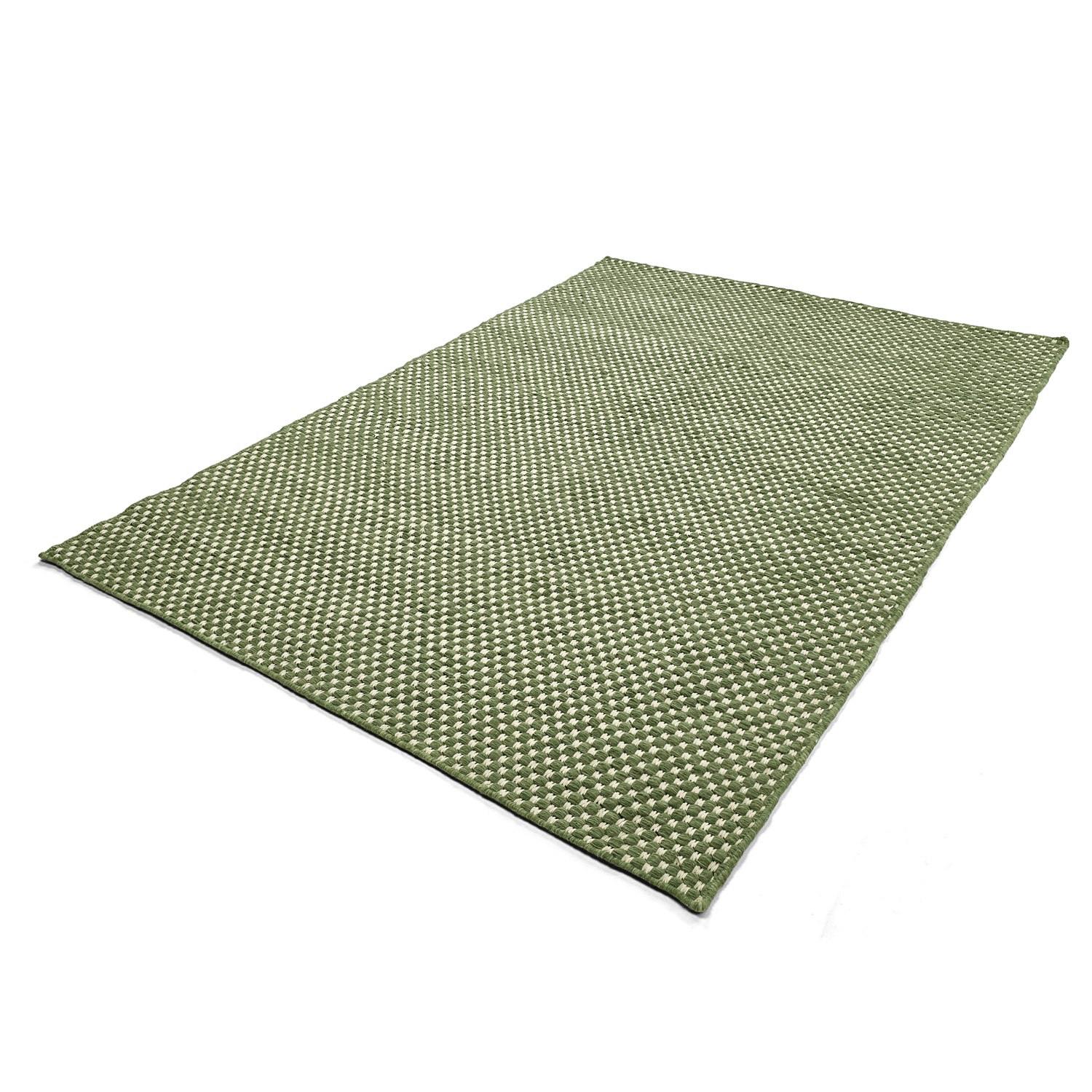 Wollen vloerkleed 'Ovelia' - Groen/wit