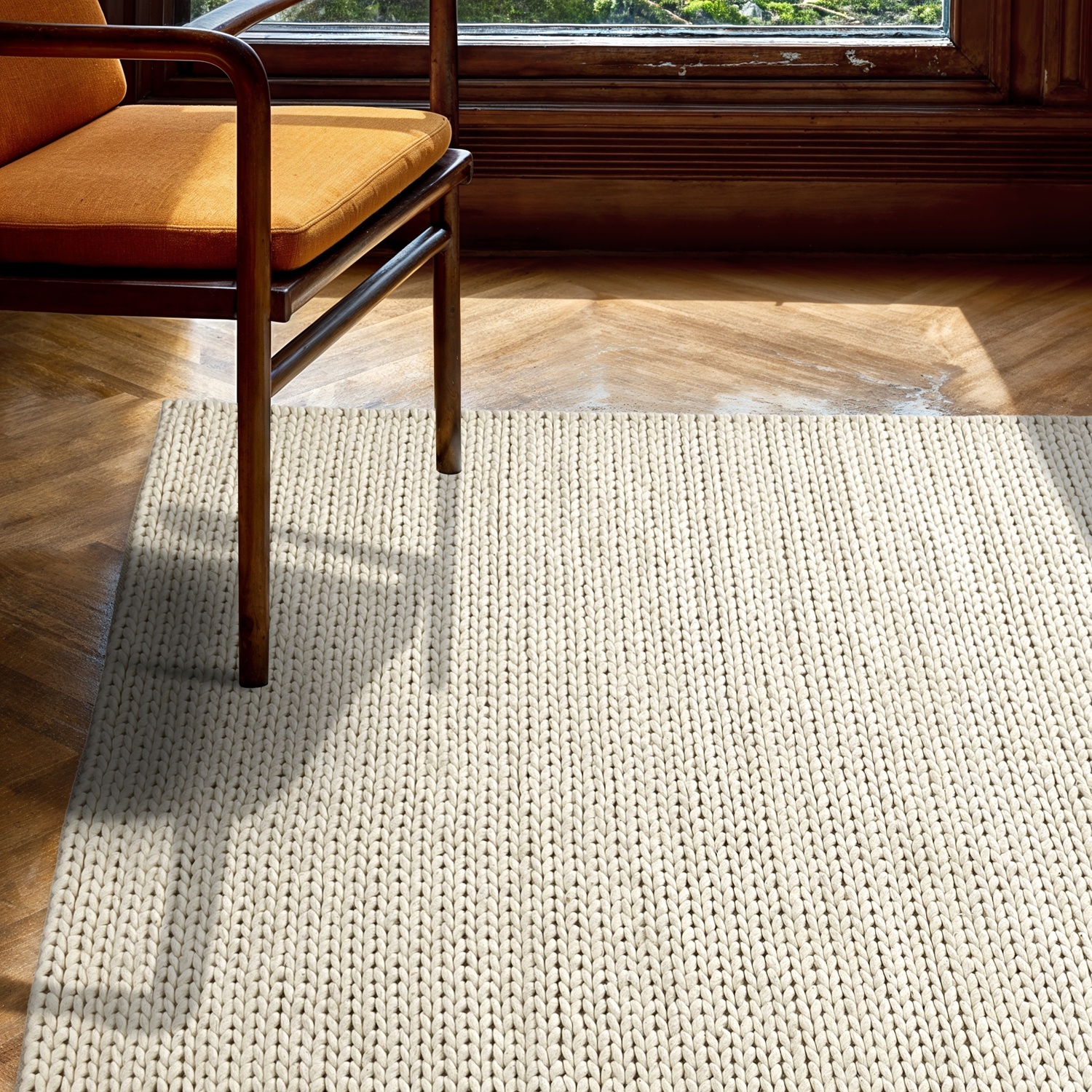 Wollen vloerkleed 'Talvia Braided Wool' - Wit