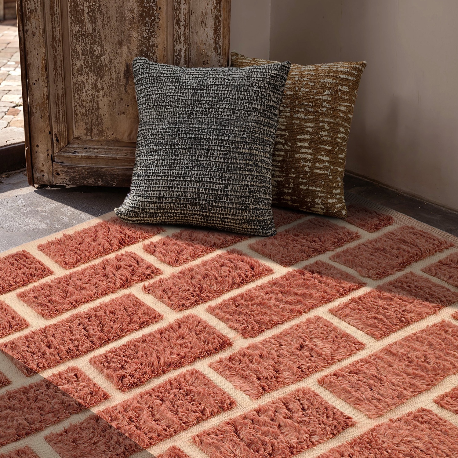 Vloerkleed 'Leknes Handgeweven Wol' - Terracotta