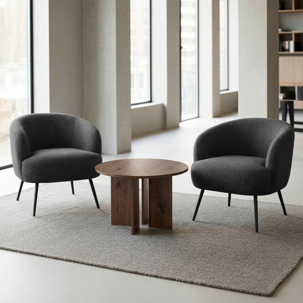 Salontafel 'Créme' Rond 75cm - Walnoot