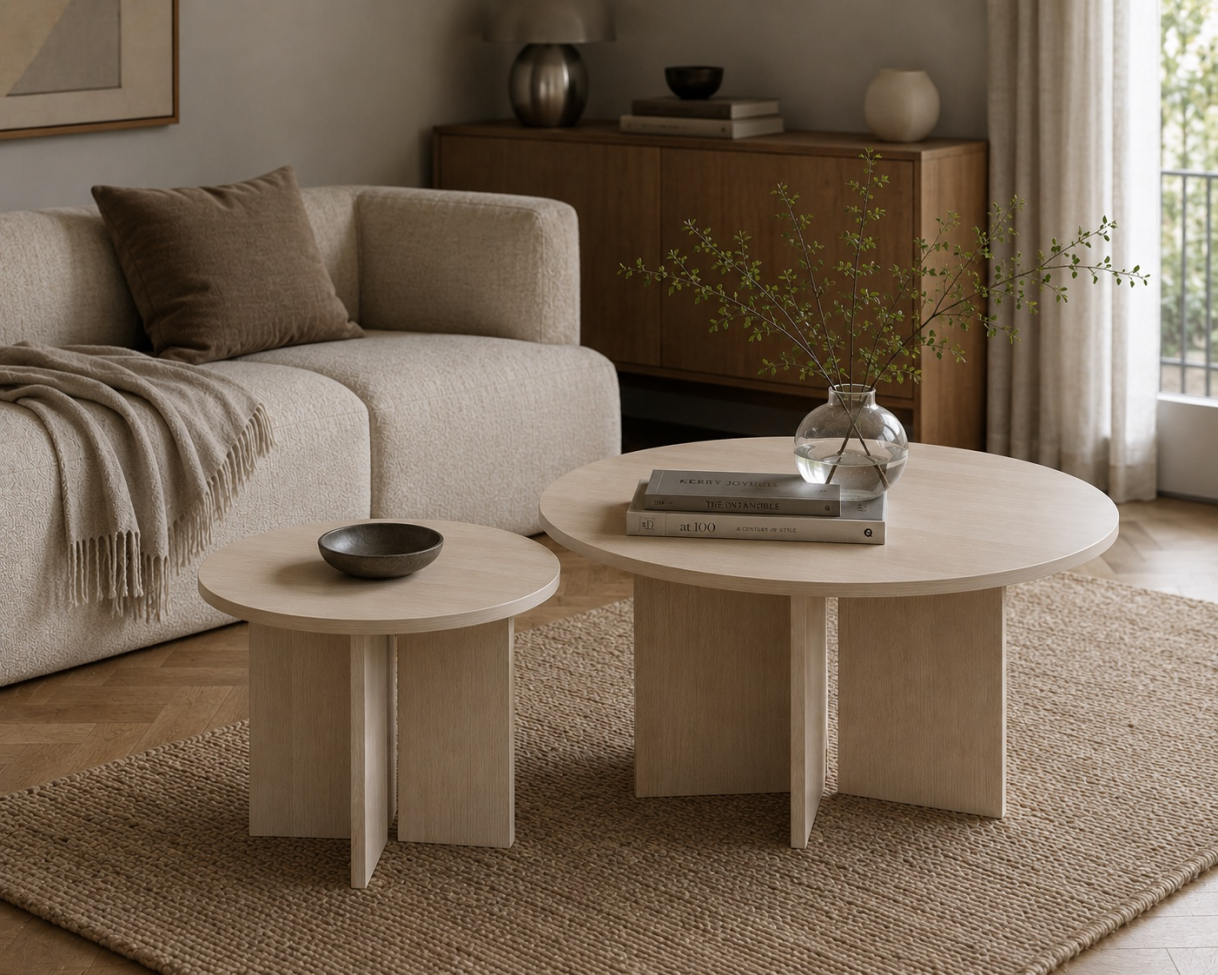 Salontafel 'Créme' Rond 75cm - Wit gepigmenteerd