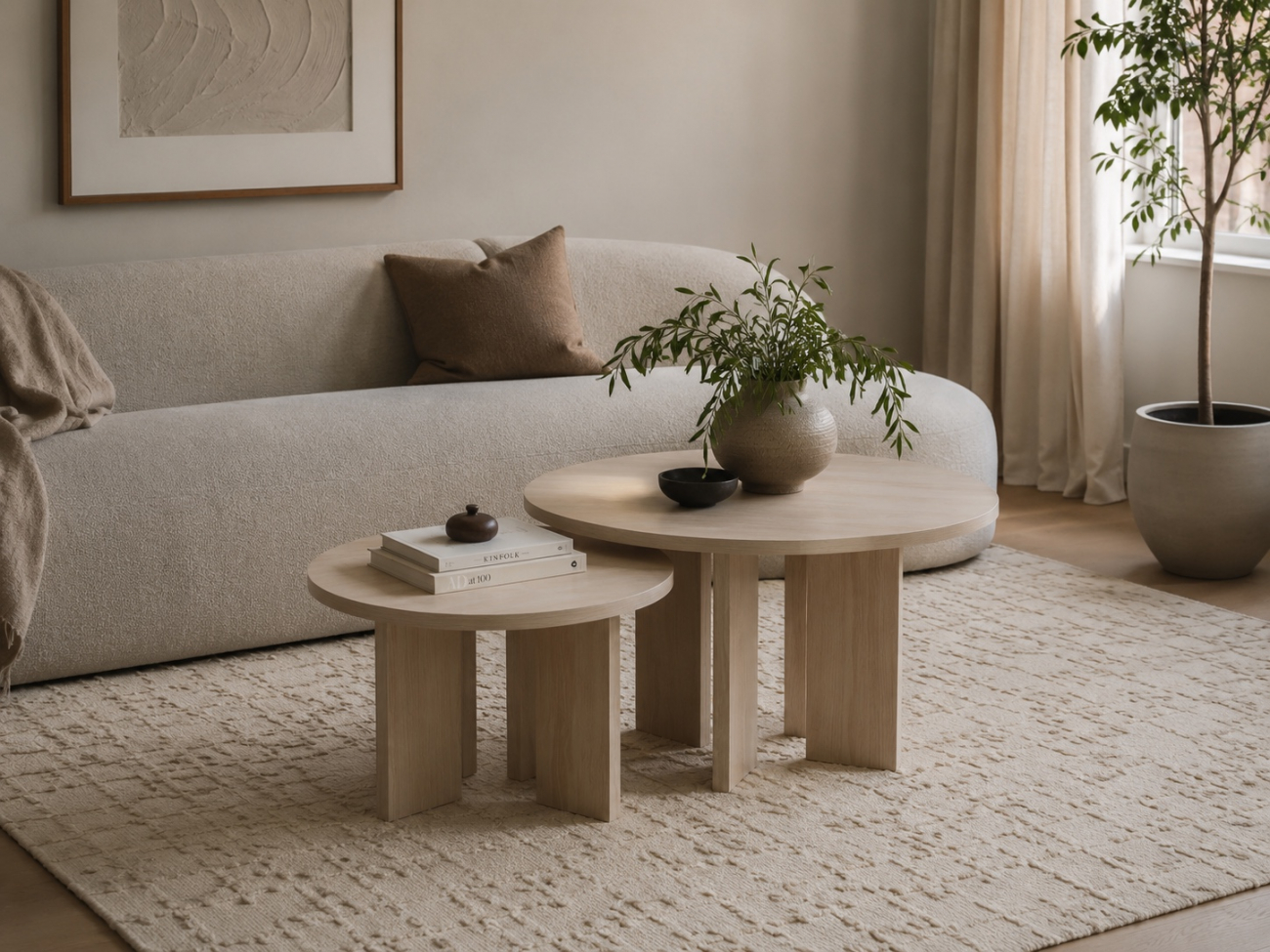 Salontafel 'Cr&eacute;me' Rond 75cm - Natuur