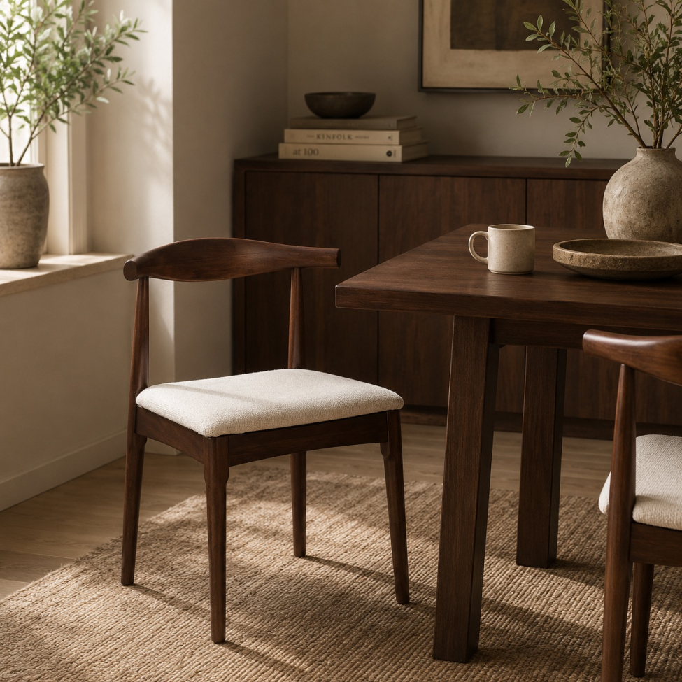 Stoel 'Fager' - Noten/Beige
