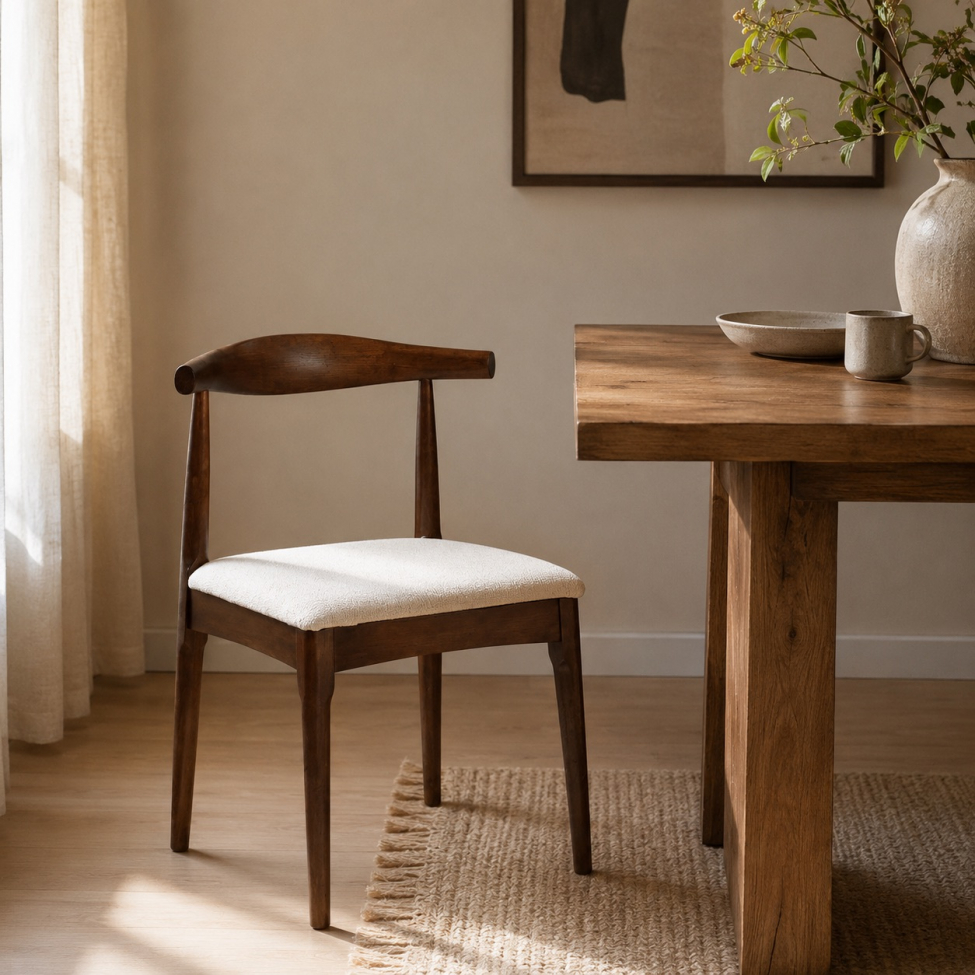 Stoel 'Fager' - Noten/Beige