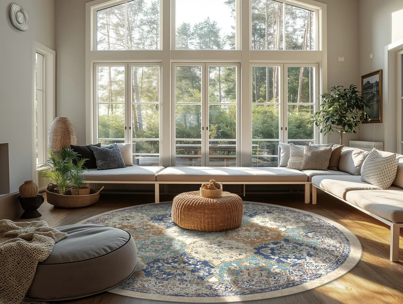 Ronde mat 'Bohemia' 240cm - Blauw/Multi