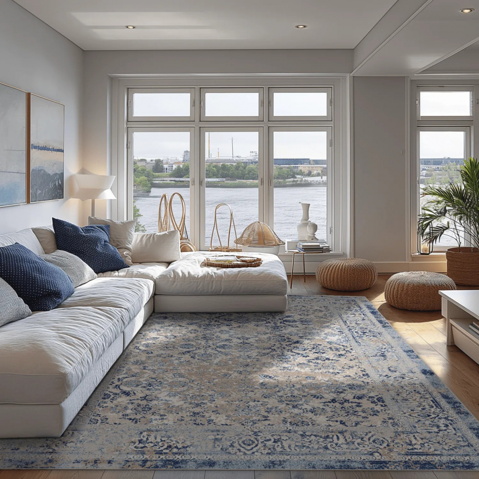 Wilton tapijt 'Denizli' 80x250cm - Blauw