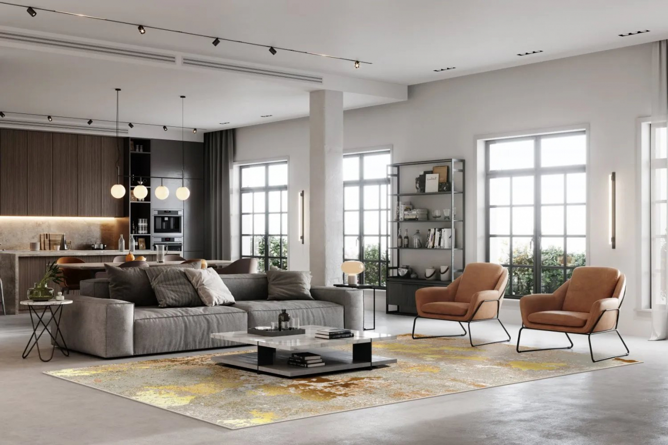 Wilton tapijt 'Elena' 160x160cm - Beige/Goud