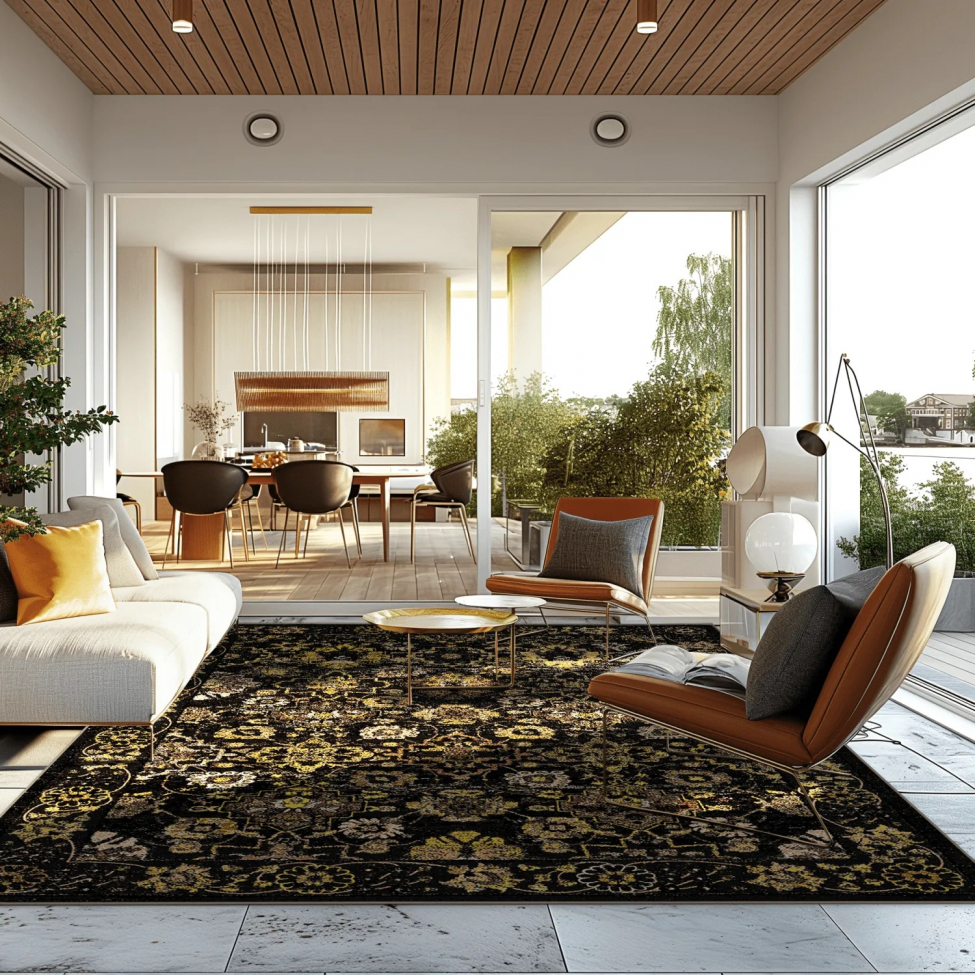 Wiltonkleed 'Fernana' 130x190cm - Zwart/Goud