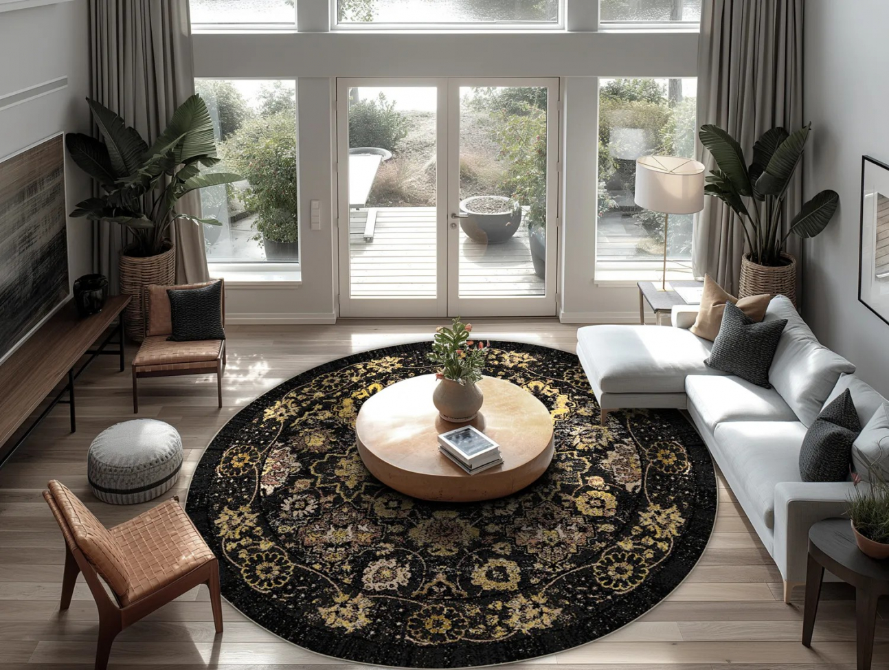 Rond kleed 'Fernana' 160cm - Zwart/Goud