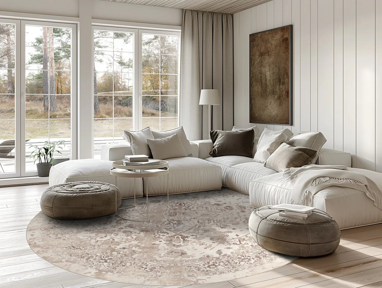 Ronde mat 'Mateur' 240cm - Beige