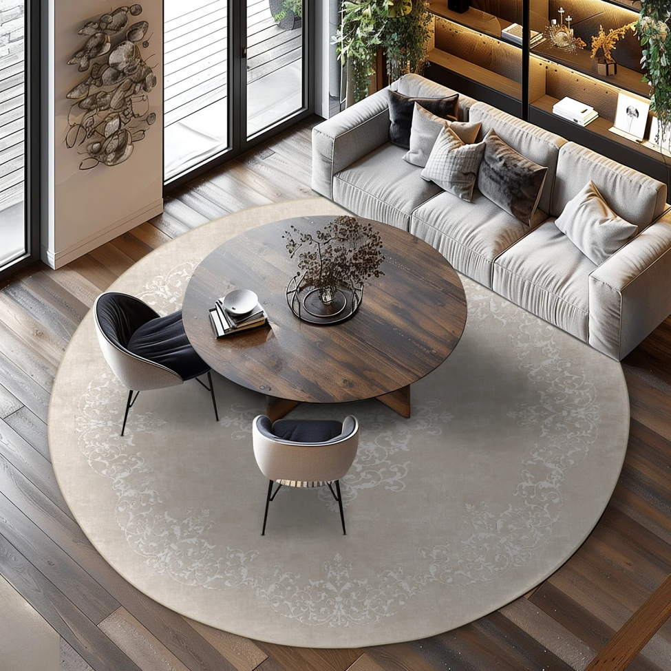 Ronde mat 'Santi' 160cm - Beige/Wit