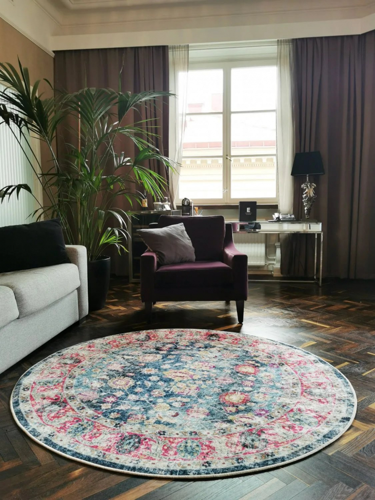 Rond tapijt 'Bouhjar' 160cm - Blauw/Roze/Multi
