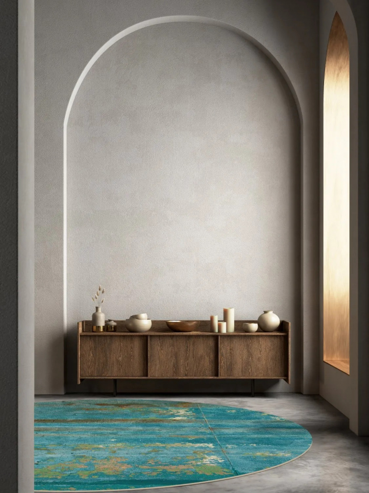 Ronde tapijt 'Domont' 120cm - Turquoise