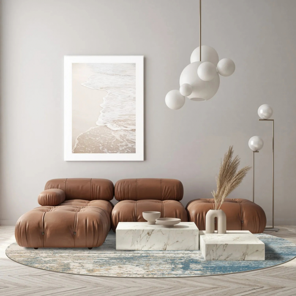 Ronde mat 'Kebira' 200cm - Blauw