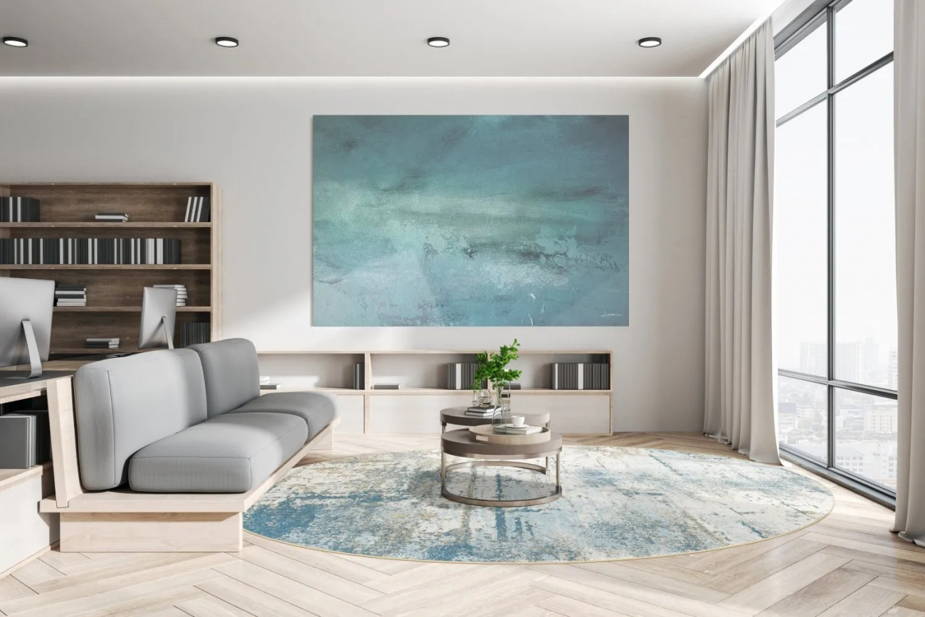 Ronde mat 'Kebira' 290cm - Blauw