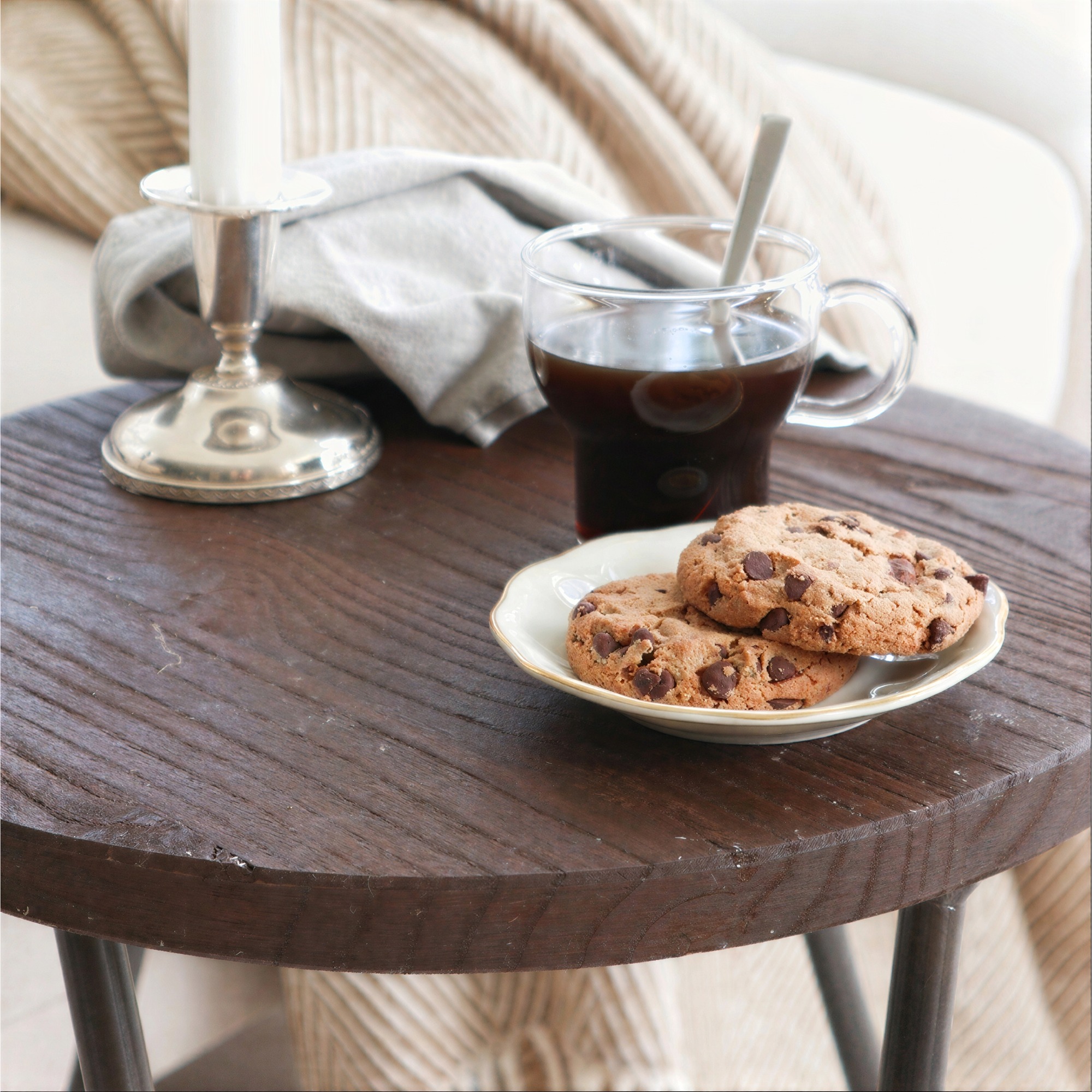 Hocker 'Rustic' 45cm - Hout/Staal
