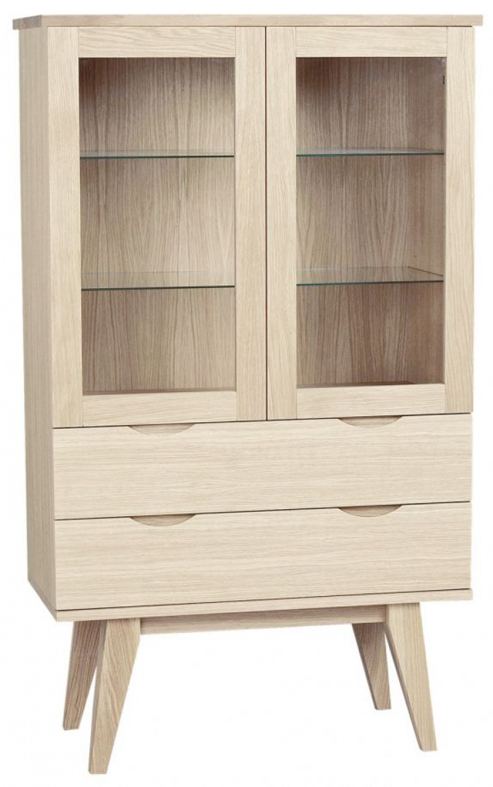 Vitrinekast \'Filippa\' 81x140cm - Witgeolied in de groep Meubels / Planken & opslag / Kasten en dressoirs bij Reforma (113787)