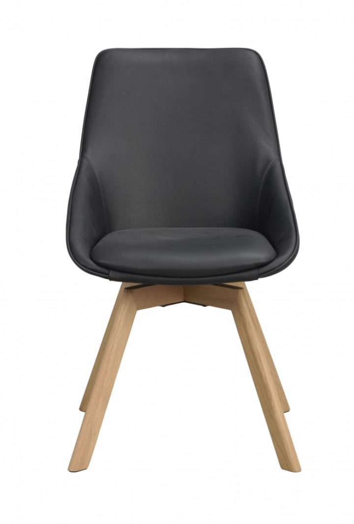Stoel \'Alison\' Leer - Zwart/eik in de groep Meubels / Zitmeubels / Stoelen bij Reforma (118130)