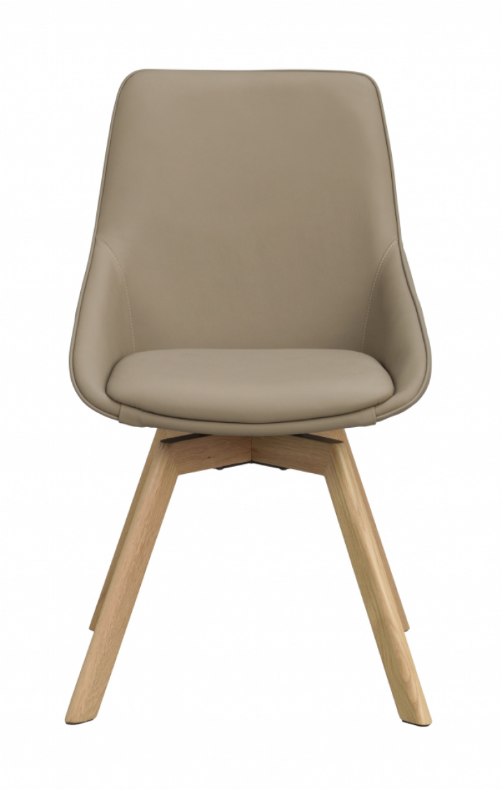 Stoel \'Alison\' Leer - Beige/eik in de groep Meubels / Zitmeubels / Stoelen bij Reforma (118134)
