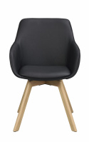 Armstoel \'Alison\' Leer - Zwart/eik