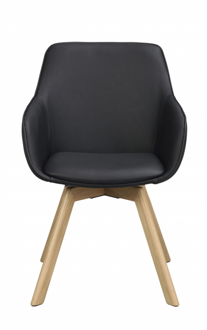 Armstoel \'Alison\' Leer - Zwart/eik in de groep Meubels / Zitmeubels / Stoelen bij Reforma (118140)